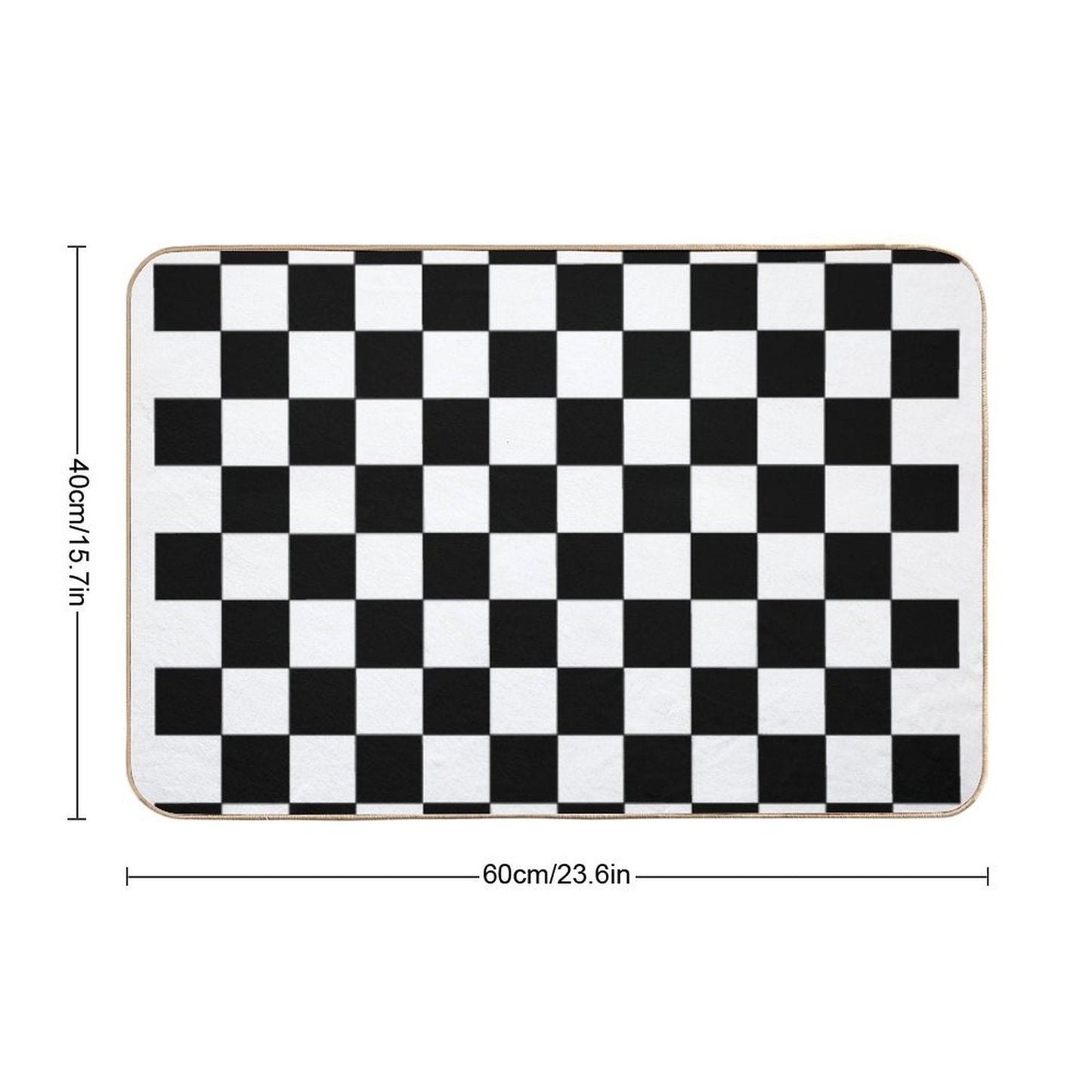 Checkered Black And White Bath Mat