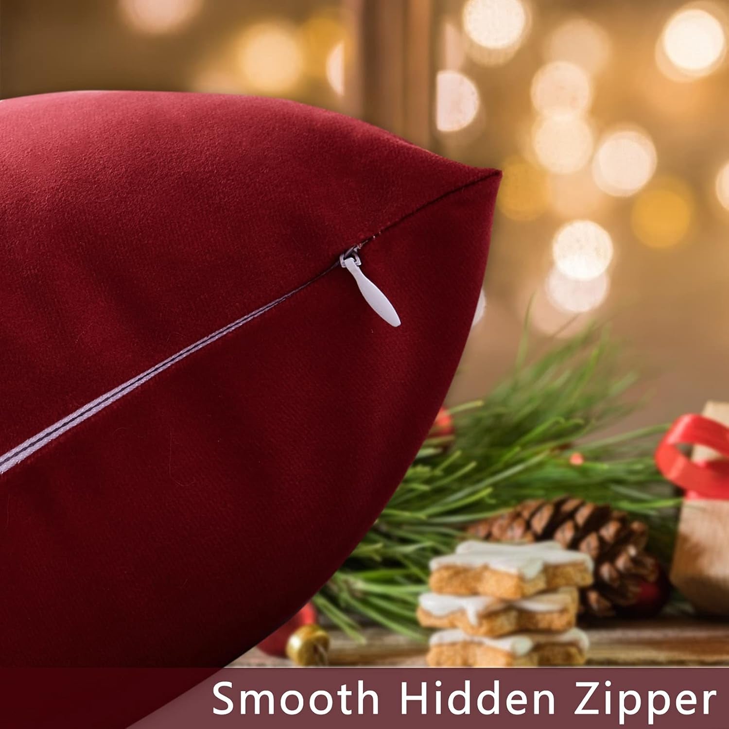 CAROMIO Christmas Decorations Pillow Covers 18 X18 Inch Set of 2 Farmhouse Christmas Decor for Bedroom, Deer Rustic Xmas Pillow Case Winter Holiday Decorations Throw Cushion Case for Home Couch, Pink