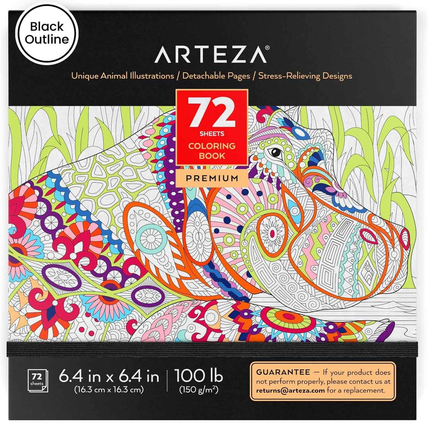 ARTEZA Adult Coloring Books, Floral & Mandala Designs, Pack of 2, 72 Sheets Each, 6.4X6.4 Inches Coloring Pages, 100 Lb Paper