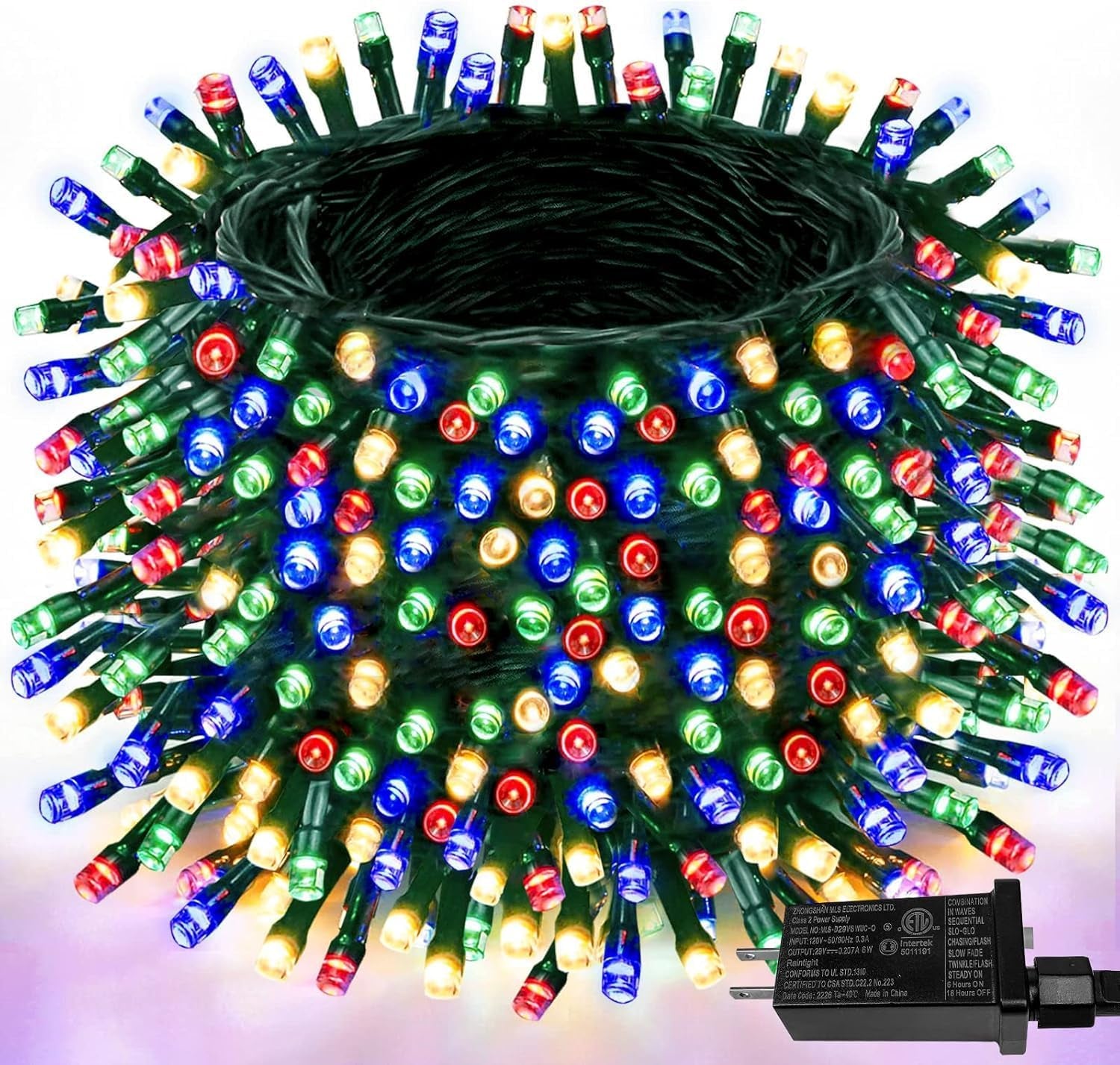 Upgraded 75.8 FT 200 LED Christmas String Lights Outdoor/Indoor, Timer & Memory Function & 8 Modes, Extendable Green Wire Waterproof Fairy String Lights for Xmas Tree Holiday Party Garden (Warm White)