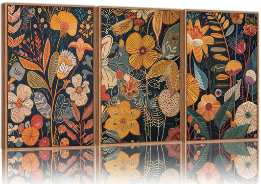 Orange Floral Framed Canvas Wall Art