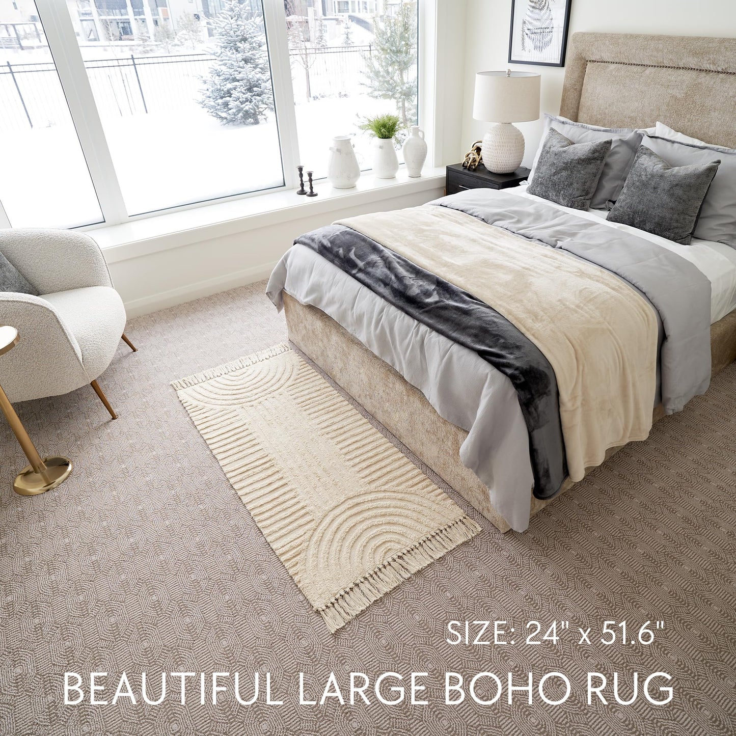 Boho Bathroom Rug with Tassels
