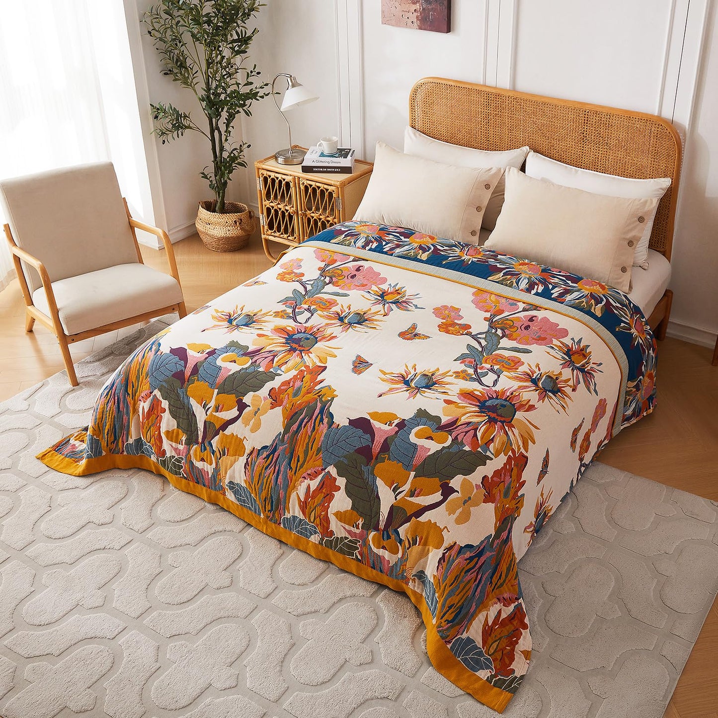 Boho Bird and Butterfly Blanket