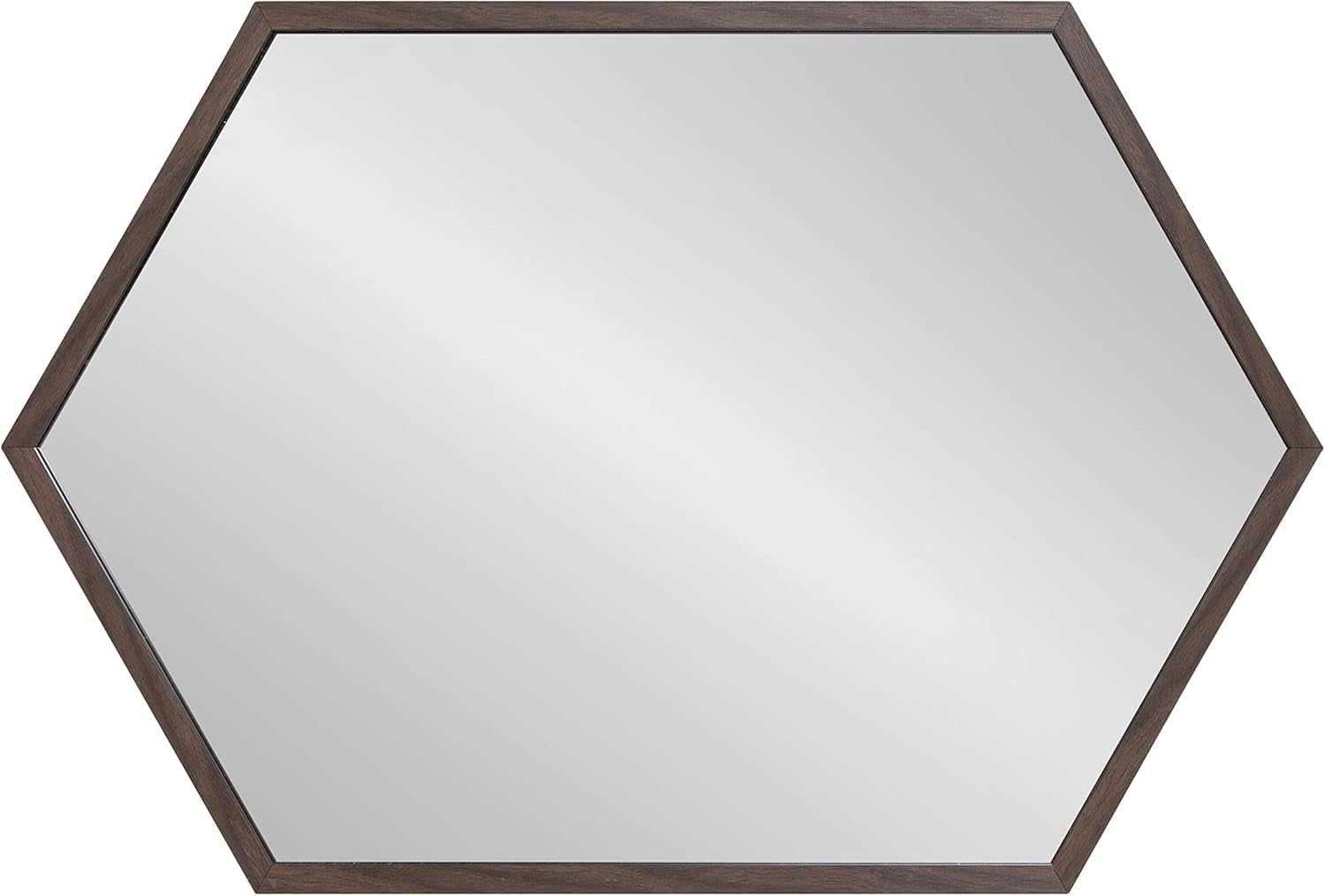 Kate and Laurel Laverty Modern Oblong Hexagon Mirror, 24 X 36, Walnut Brown, Geometric Wall Decor