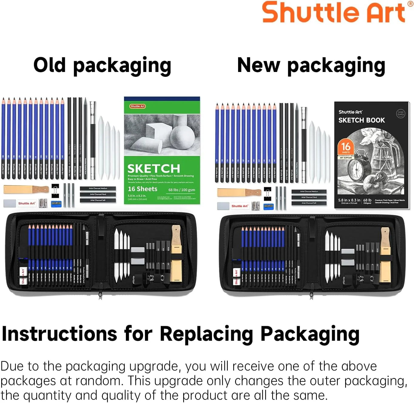 Sketching and Drawing Pencils Set, 37-Piece Professional Sketch Pencils Set in Zipper Carry Case, Drawing Kit Art Supplies with Graphite Charcoal Sticks Tool Sketch Book by