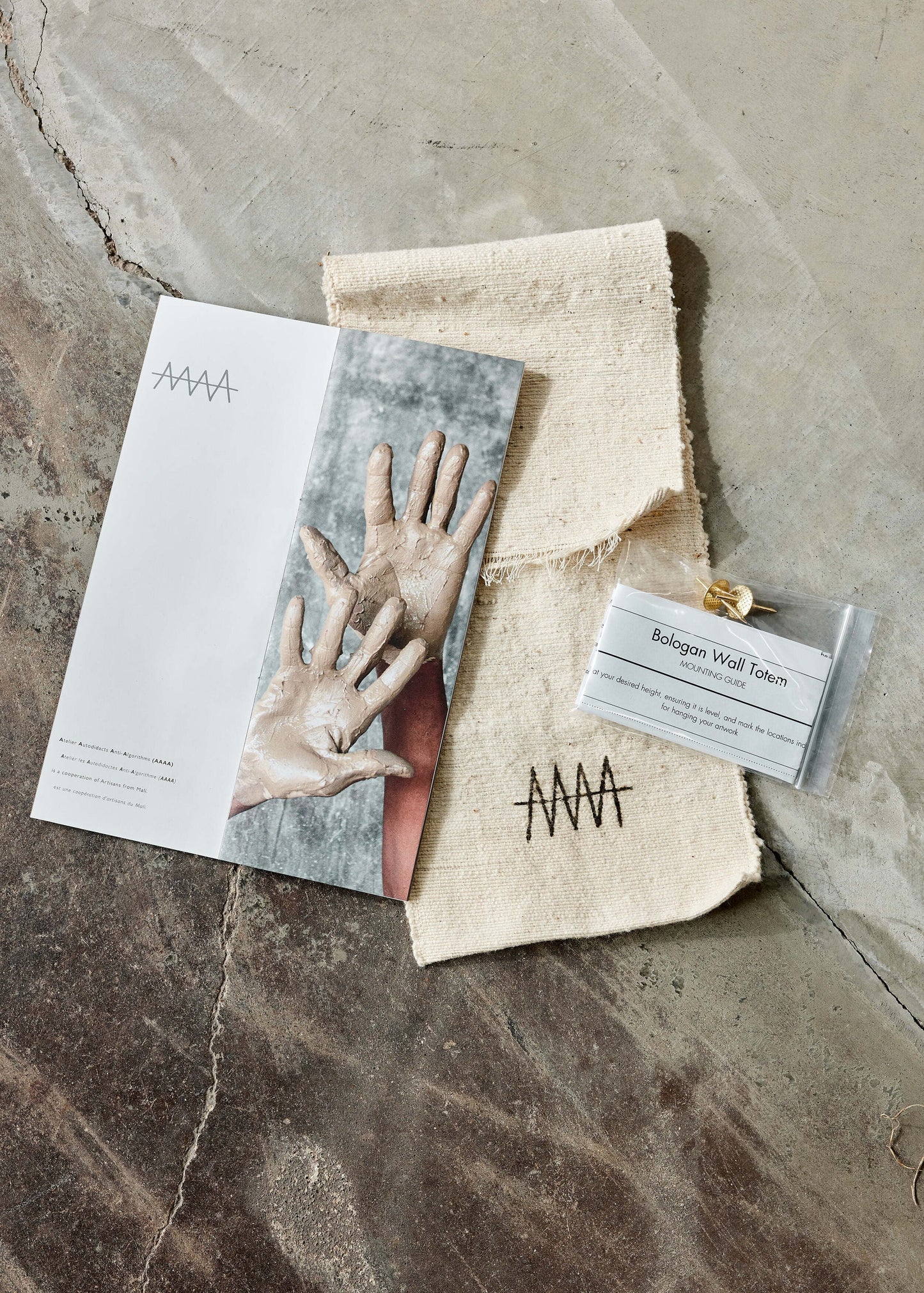 Vibrations Bogolan Wall Totem in White with Black Vibes