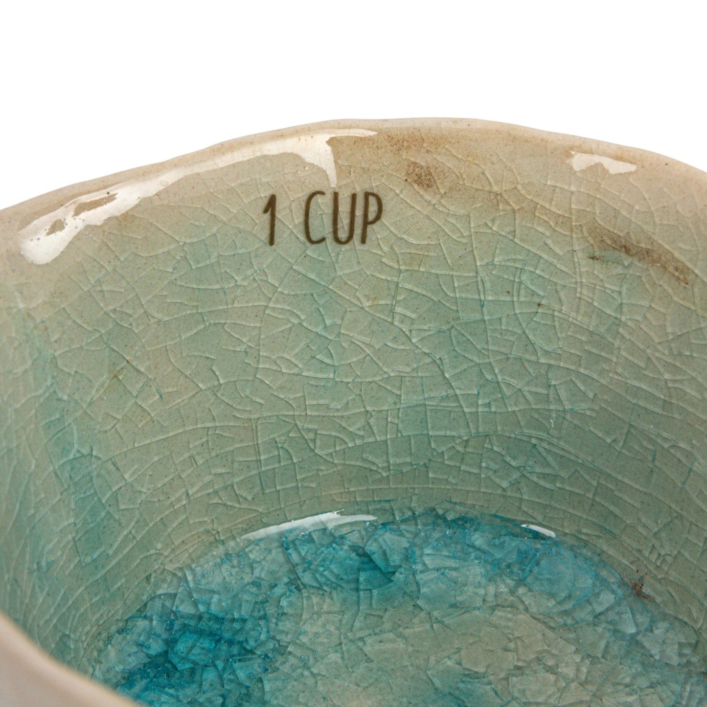 Teal Crackle Glaze Ceramic Measuring Cups