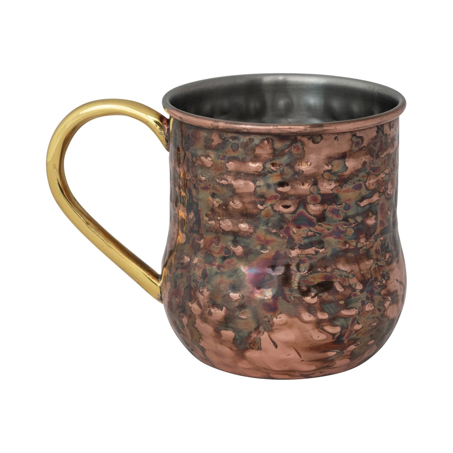 Oxidized Copper Hammered Mule Mug with Brass Handle