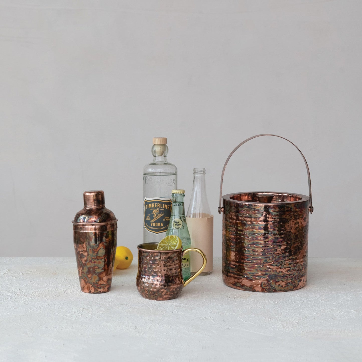 Oxidized Copper Hammered Mule Mug with Brass Handle