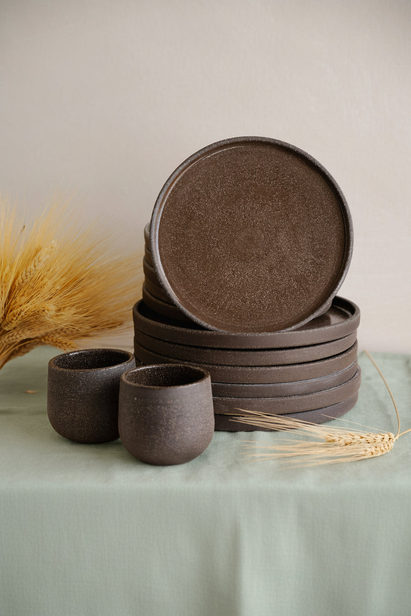 Handmade Stoneware Dinner Plates "Pumpernickel"