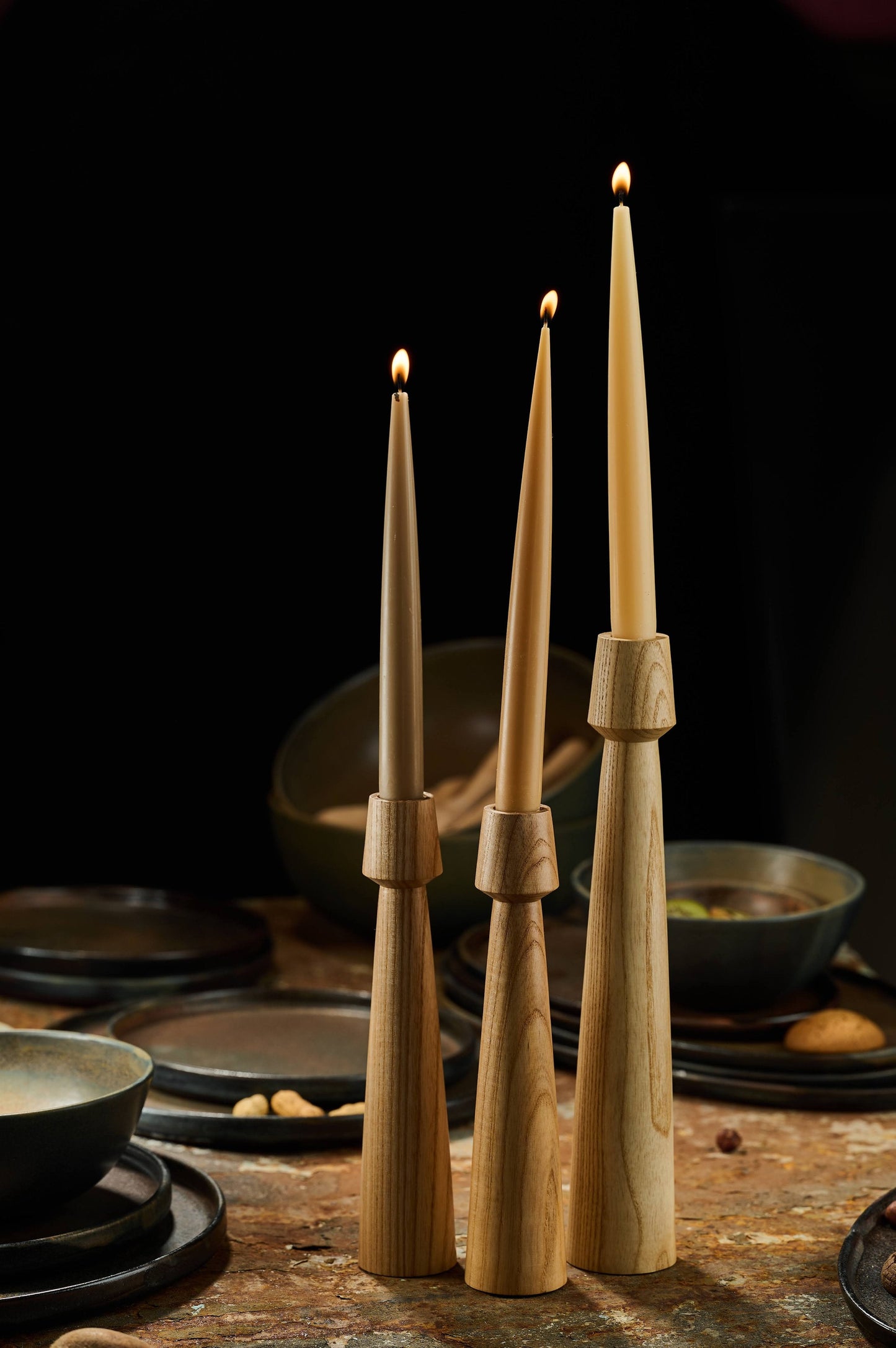 Hand-Carved Wooden Candle Holder