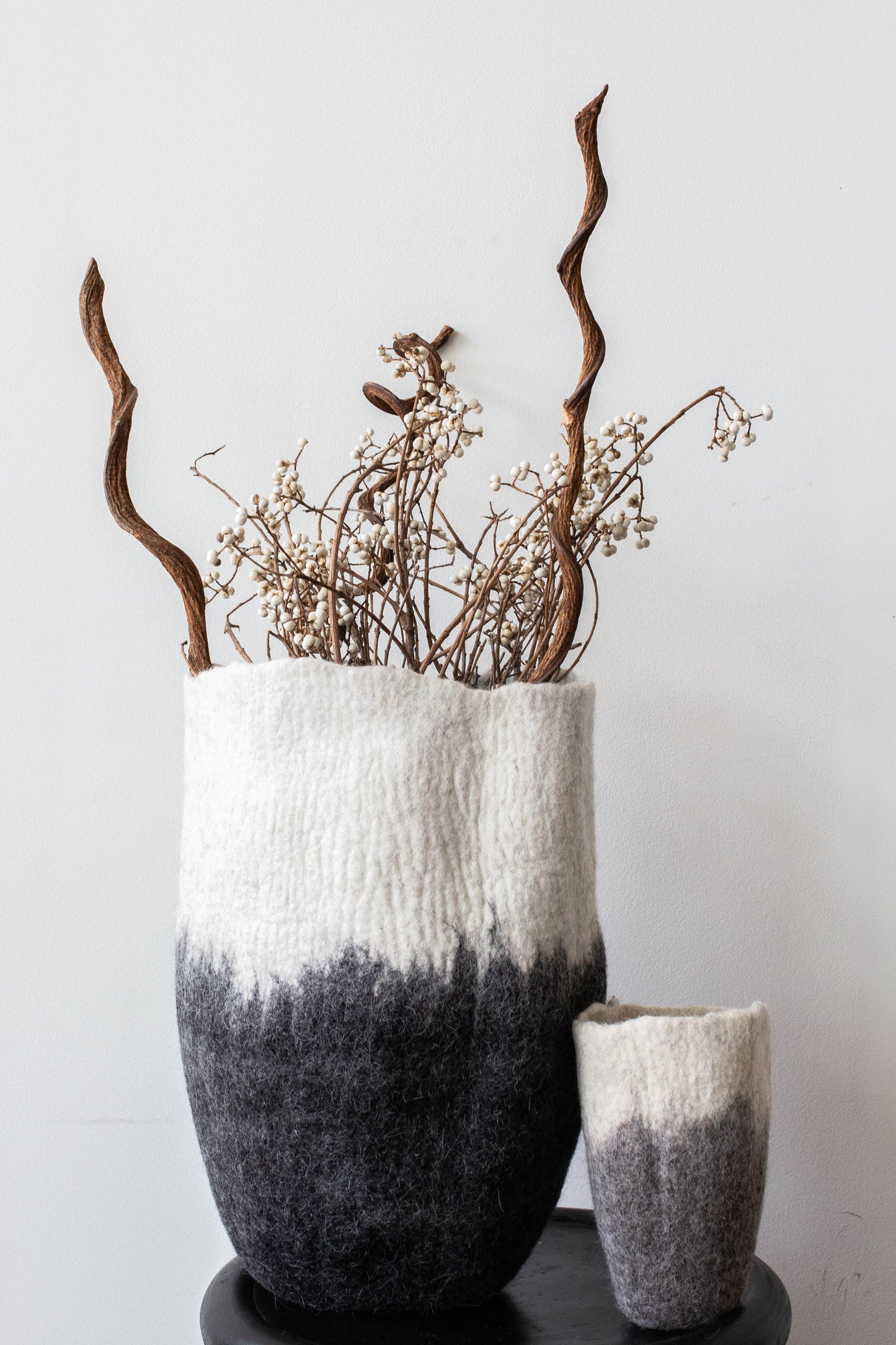 Eclipse Black & White Wool Floor Vase