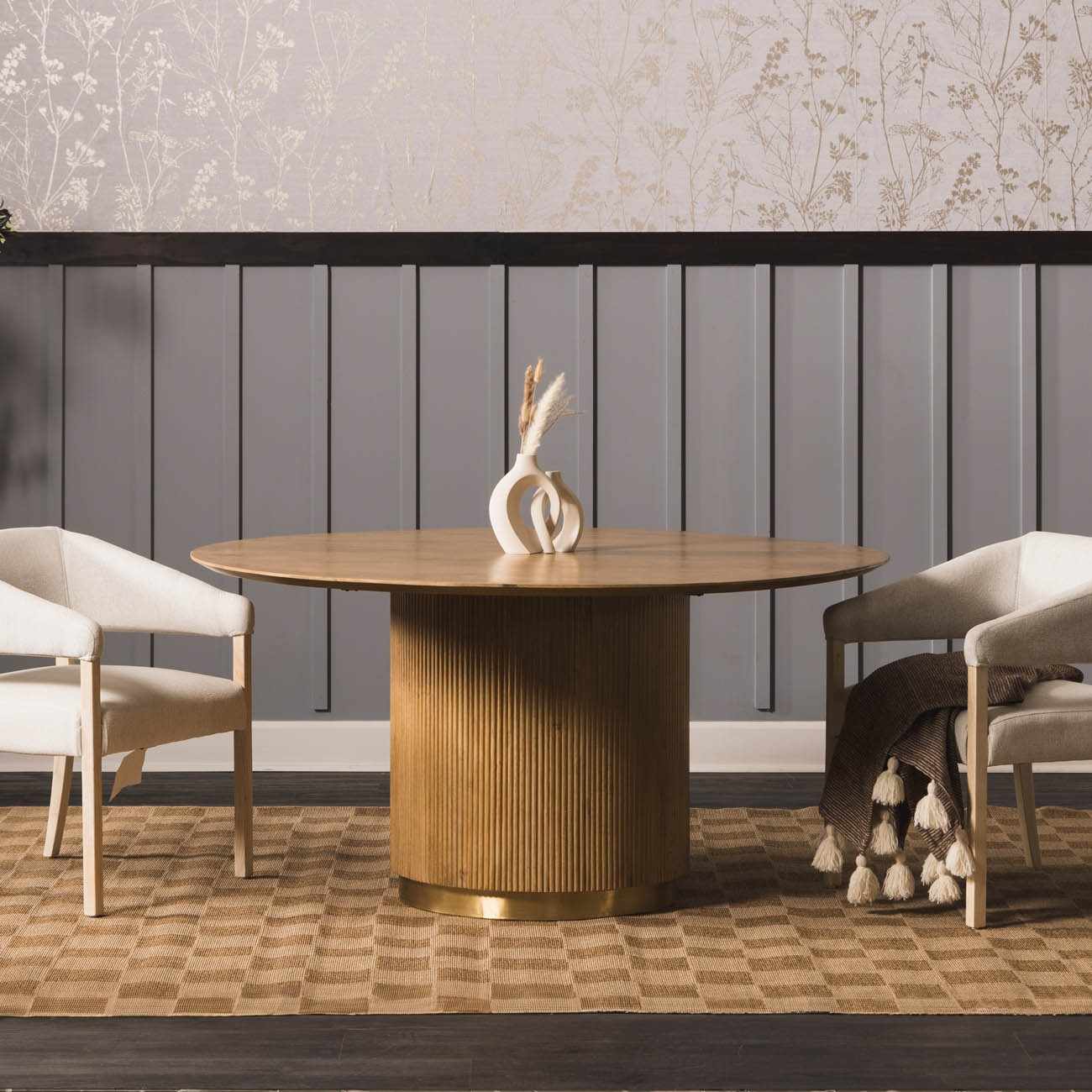 Kuval Checkered Brown Rug