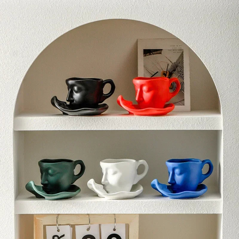 100ml Face Art Personality Creative Ceramic Concentrated Beauty Italian Tea Coffee Cup Valentine's Day Wedding Gifts