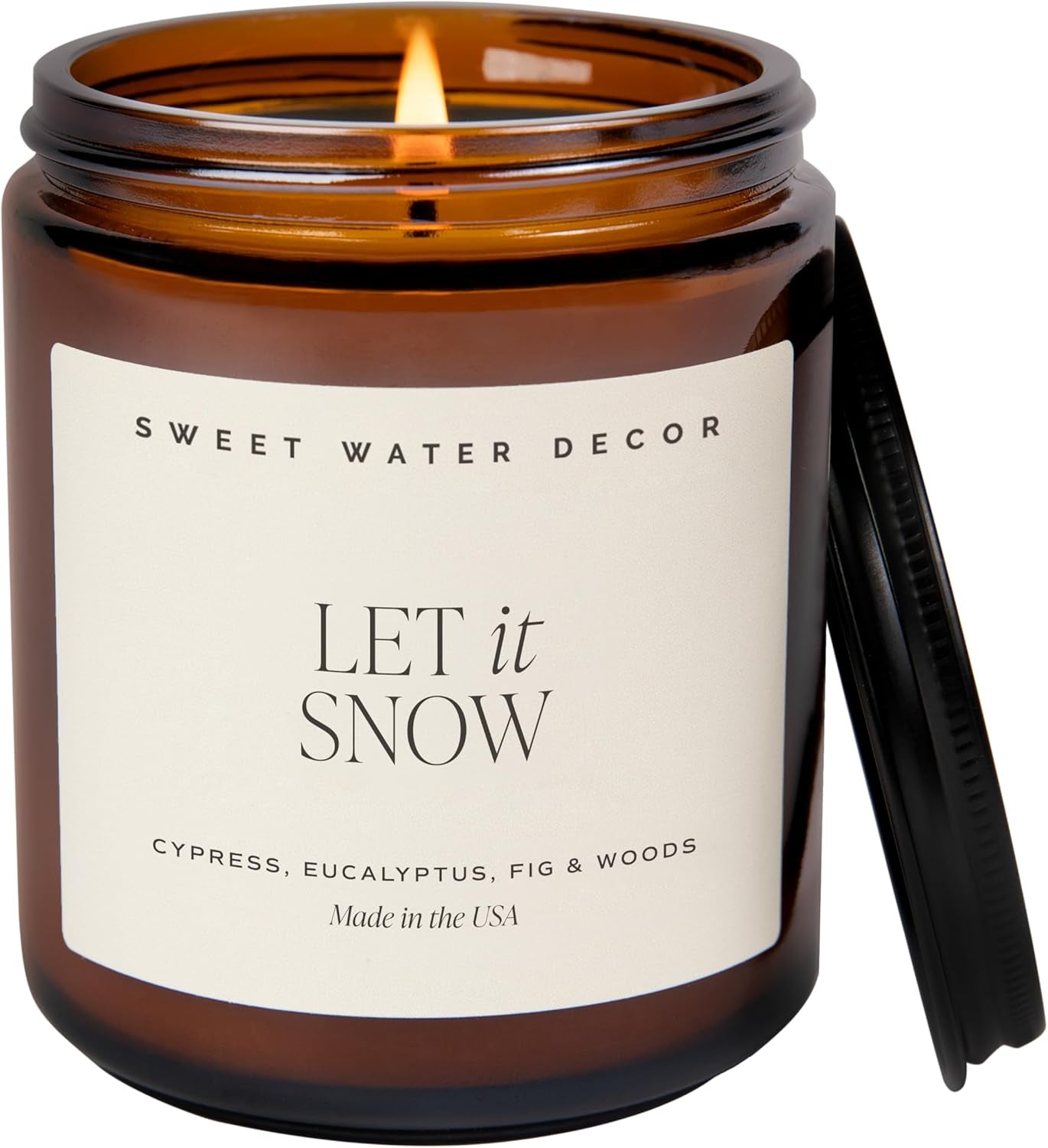 Sweet Water Decor Merry and Bright Candle - Bayberry, Fir, Nutmeg, and Clove Winter Non Toxic Christmas Scented Soy Candles for Home - 9Oz Amber Jar, 40 Hour Burn Time, Made in the USA