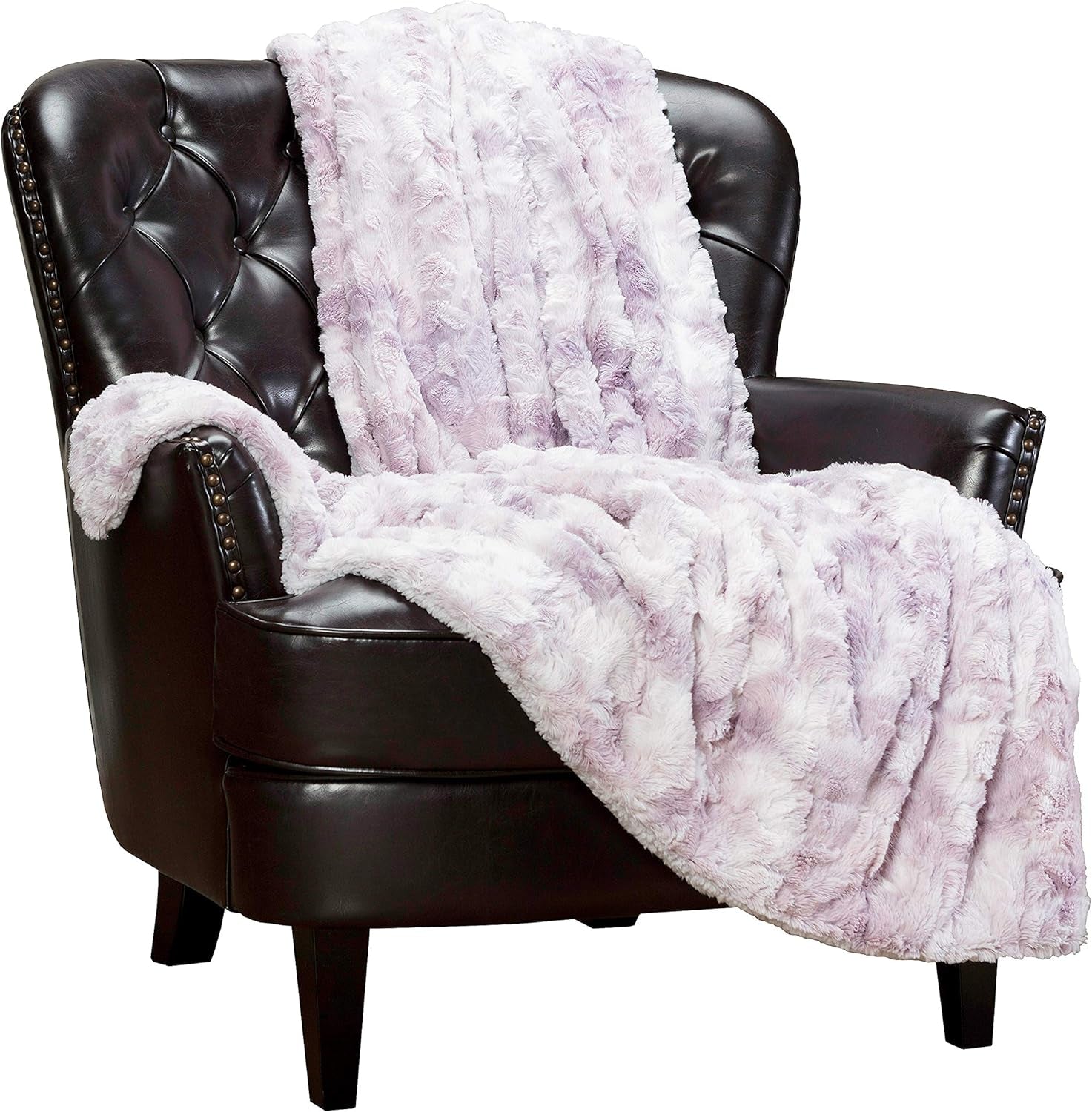 Chanasya Premium Wolf Faux Fur Throw Blanket - Soft, Fuzzy Sherpa & Minky Throw Blanket - for Bed or Couch - 60" X 70” - White