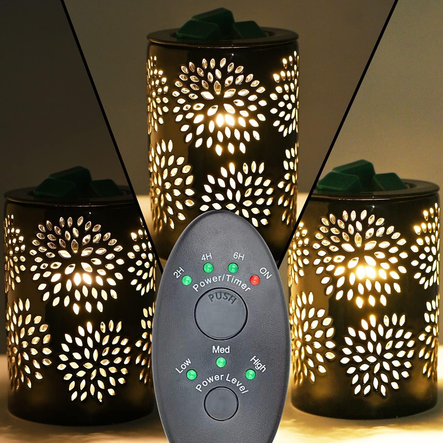 ASAWASA Ceramic Wax Melt Warmer with Timer and Silicone Dish,Candle Wax Warmer for Scented Wax & Essential Oils,Ideal Gift for Home Office Kitchen(Long White)