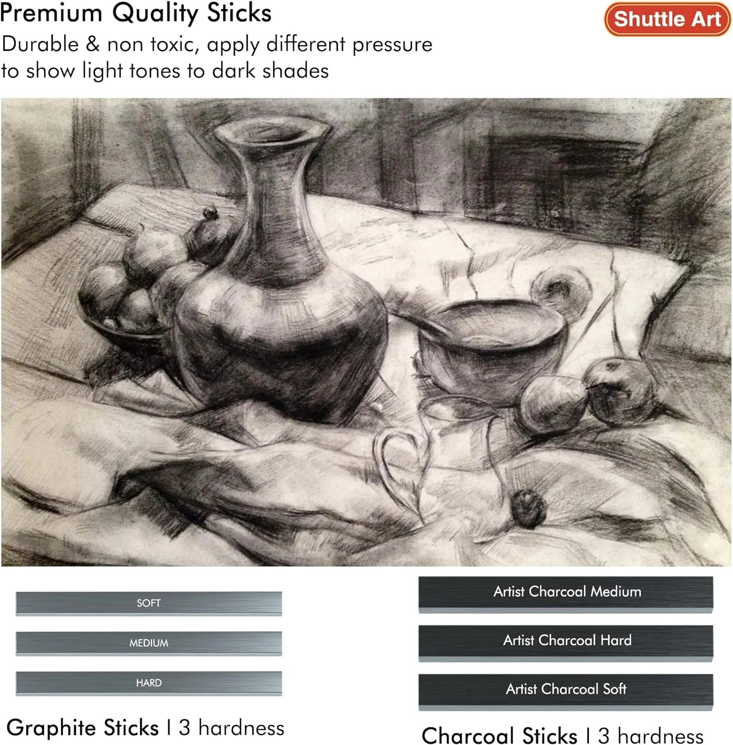 Sketching and Drawing Pencils Set, 37-Piece Professional Sketch Pencils Set in Zipper Carry Case, Drawing Kit Art Supplies with Graphite Charcoal Sticks Tool Sketch Book by