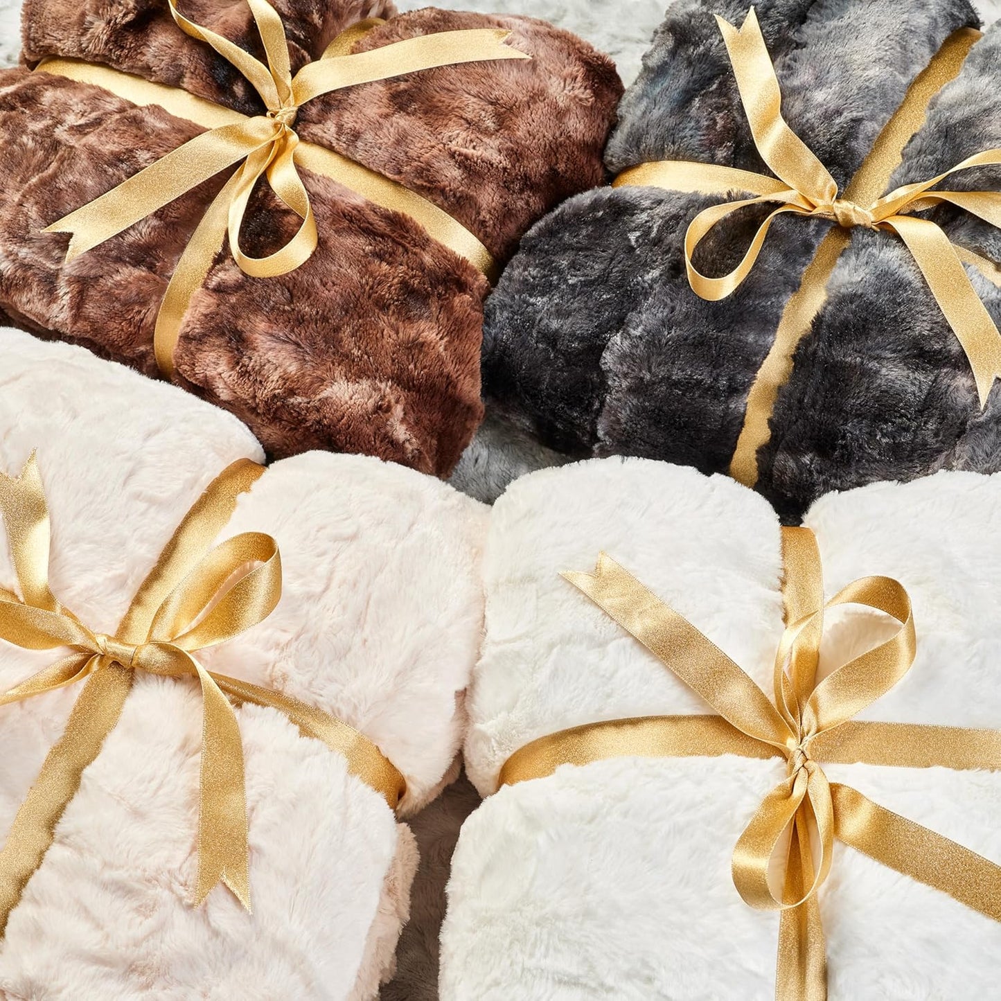 Chanasya Premium Wolf Faux Fur Throw Blanket - Soft, Fuzzy Sherpa & Minky Throw Blanket - for Bed or Couch - 60" X 70” - White