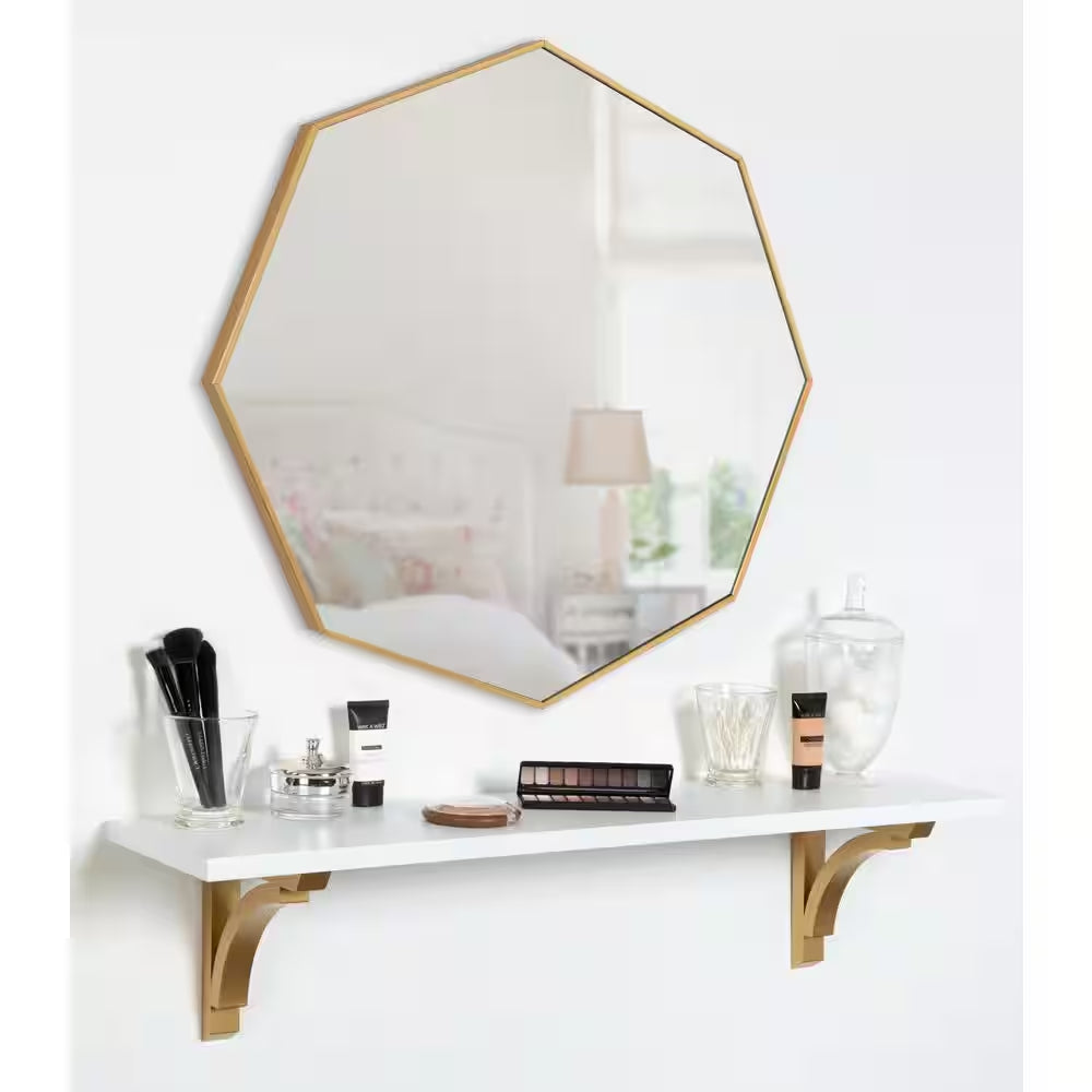 Rhodes 30 In. X 30 In. Classic Octagon Framed Gold Wall Accent Mirror