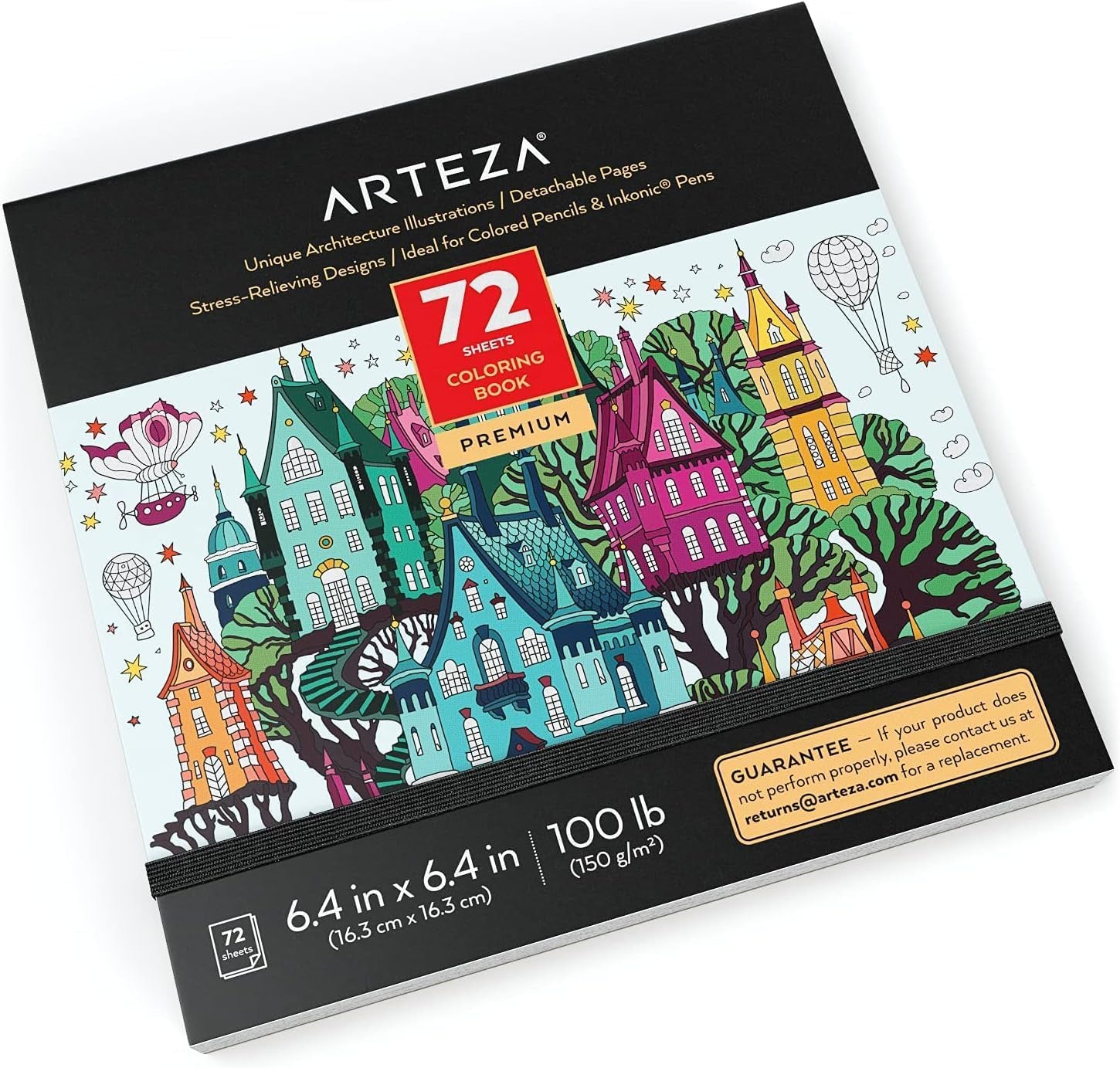 ARTEZA Adult Coloring Books, Floral & Mandala Designs, Pack of 2, 72 Sheets Each, 6.4X6.4 Inches Coloring Pages, 100 Lb Paper