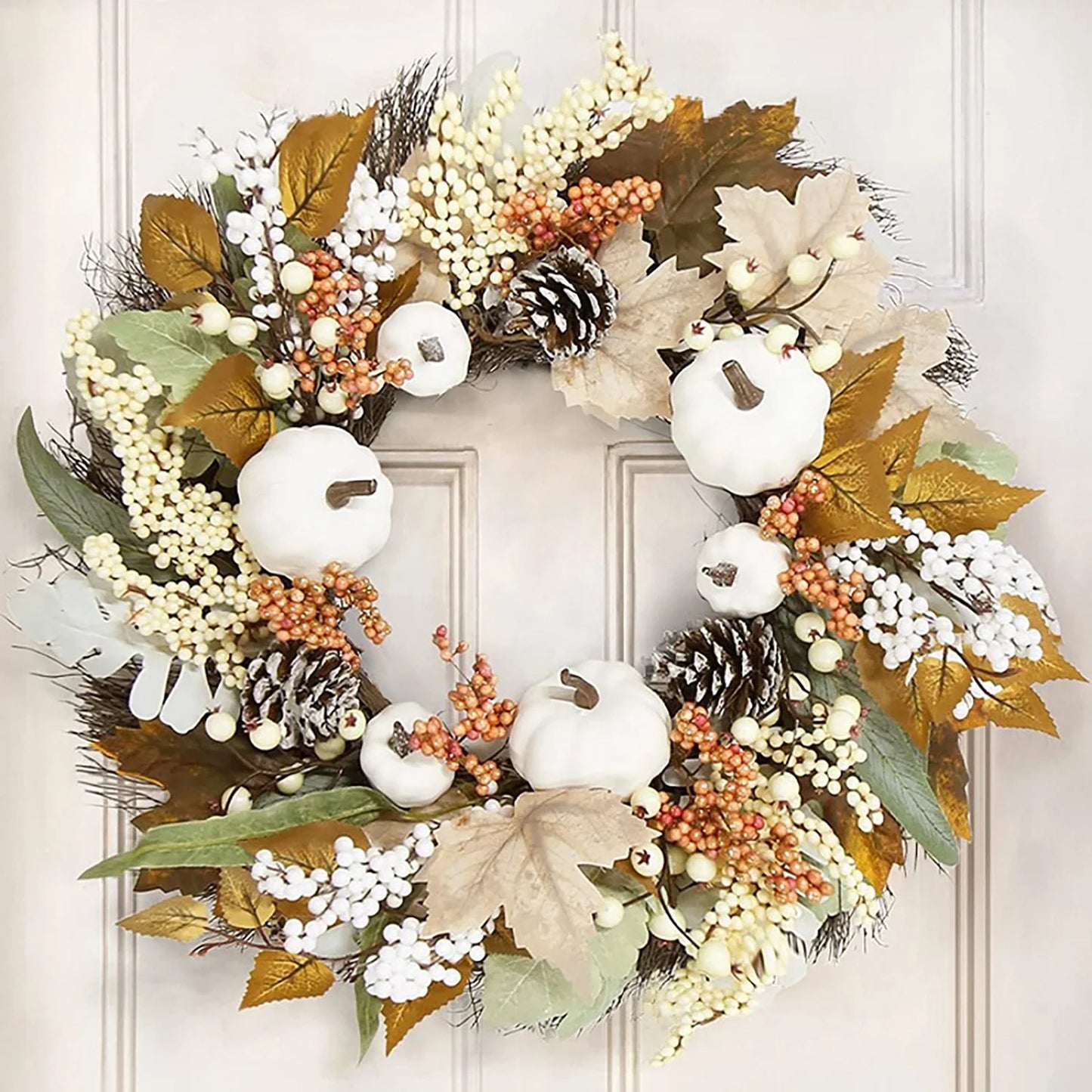 Clearance Sale!  Fall Decor Fall Wreaths for Front Door 18 Autumn Pumpkin Berry Wreath Fall Decorations for Thanksgiving Halloween Farmhouse Outdoor, Halloween Wreath, Wreath*1