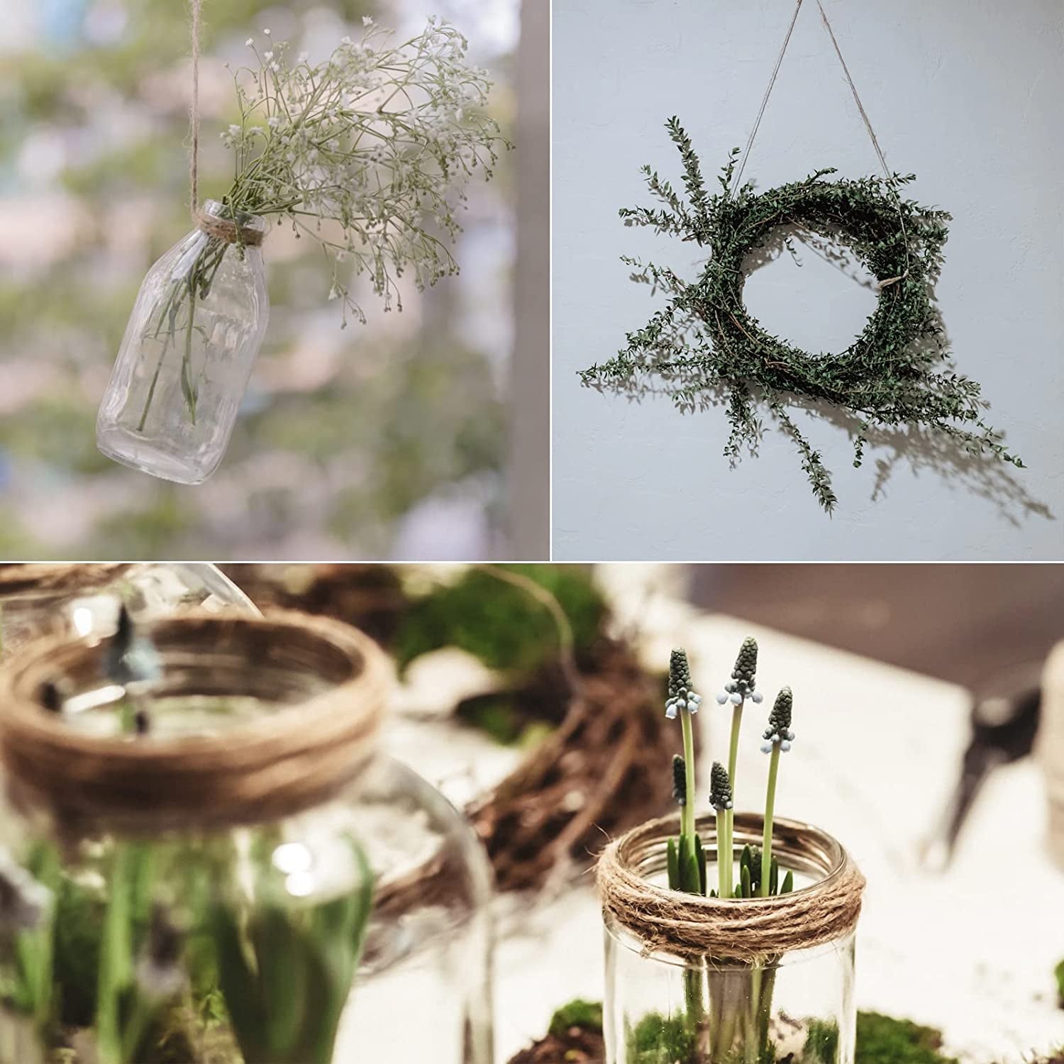 6MM Jute Rope,164Feet Strong and Heavy Duty Jute Twine, Brown Decoration Hemp Tw