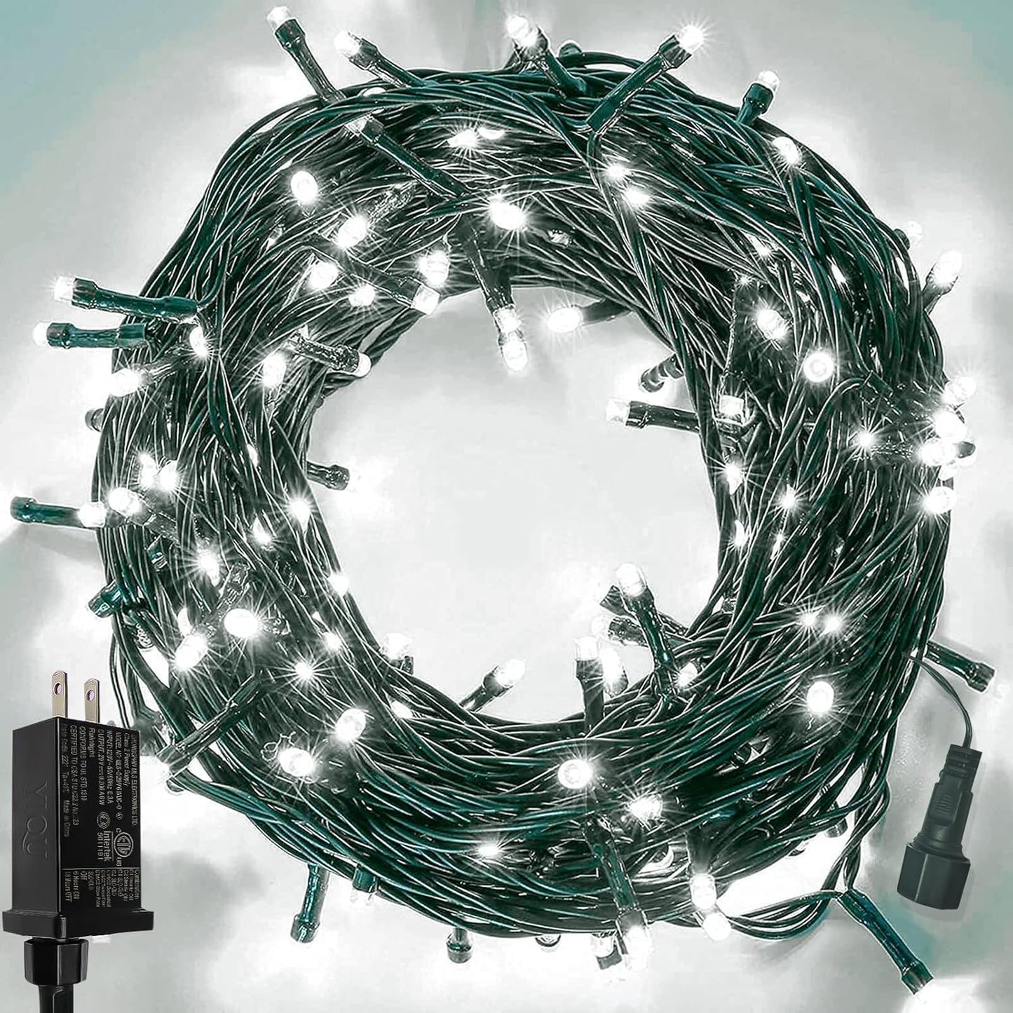 Upgraded 75.8 FT 200 LED Christmas String Lights Outdoor/Indoor, Timer & Memory Function & 8 Modes, Extendable Green Wire Waterproof Fairy String Lights for Xmas Tree Holiday Party Garden (Warm White)