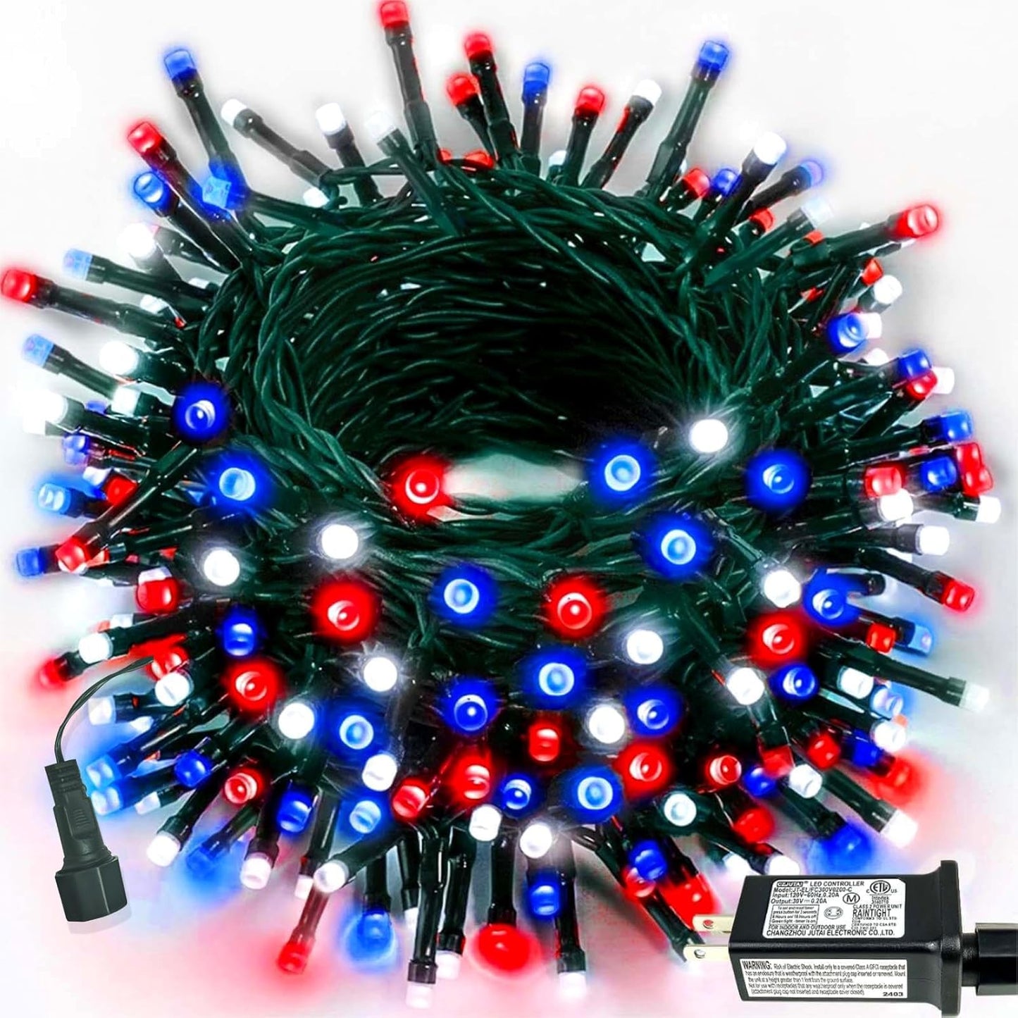 Upgraded 75.8 FT 200 LED Christmas String Lights Outdoor/Indoor, Timer & Memory Function & 8 Modes, Extendable Green Wire Waterproof Fairy String Lights for Xmas Tree Holiday Party Garden (Warm White)