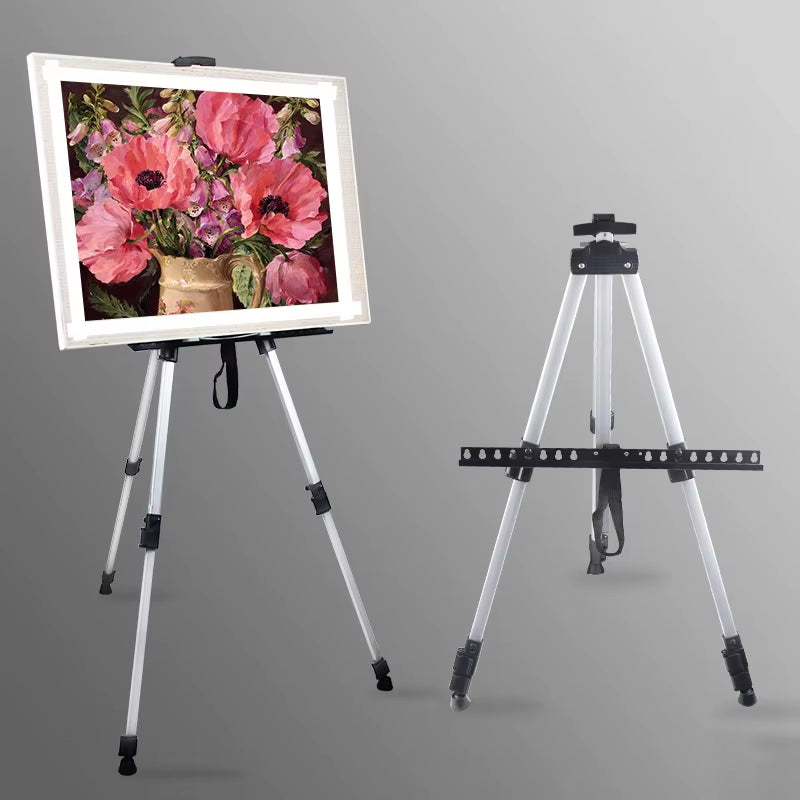 Portable Adjustable Metal Sketch Easel Sketch Drawing for Artist Art Supplies Stand Foldable Travel Easel Shelf with Bag Outdoor