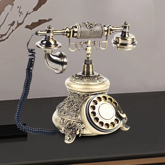 Add Vintage Charm! Functional Rotary Telephone in Bronze, Perfect Retro Decor for Living Room & Office