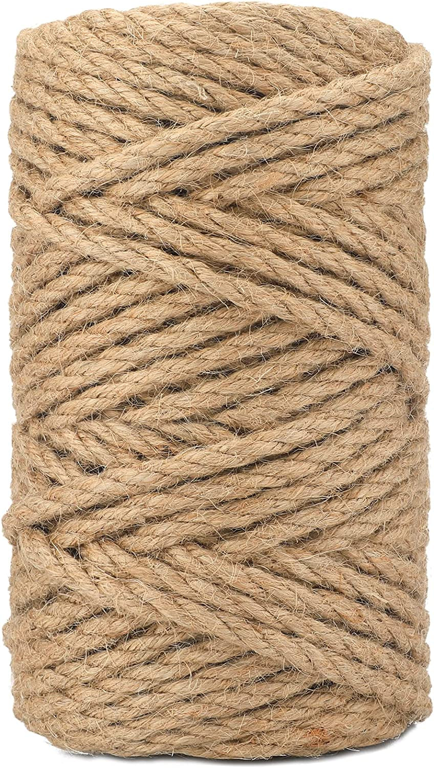 6MM Jute Rope,164Feet Strong and Heavy Duty Jute Twine, Brown Decoration Hemp Tw