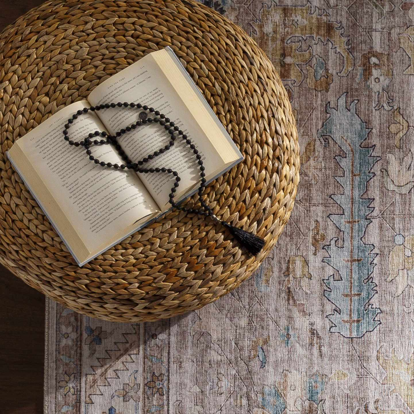 Knitted Jute Round Pouf