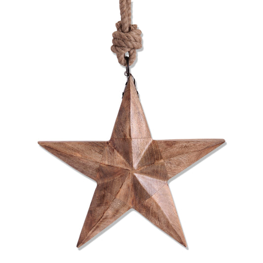 Hand-Carved Wood Star Ornament